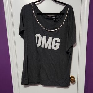 Torrid Dark Gray Tee with Pearl Accents